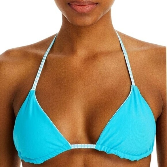 New! Solid & Striped The Iris Reversible Minigrid Cerulean Blue 2 Piece Bikini - Picture 2 of 13